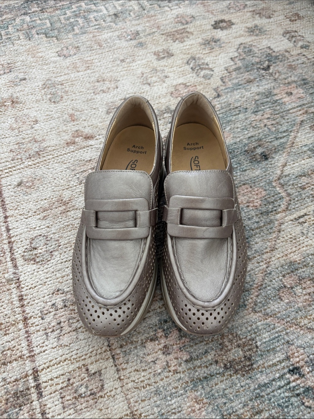 Softwaves  Metallic Pewter Slip-On Loafers